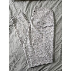 ALL FENIX High Rise Ankle Leggings White Beige Animal Print Size L